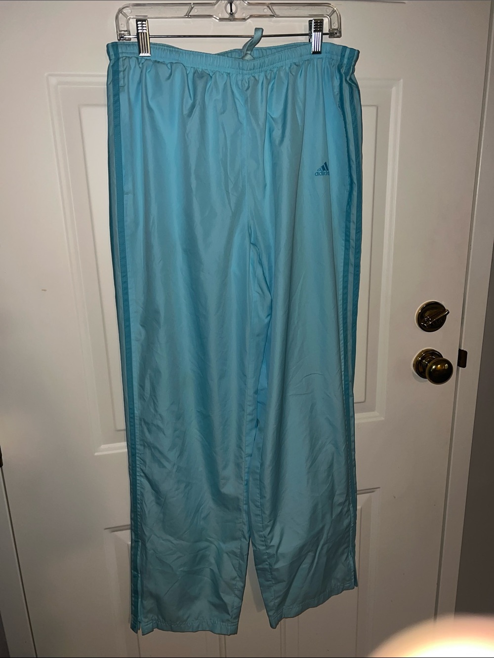 adidas Teal Blue Track Pants with Side Stripes